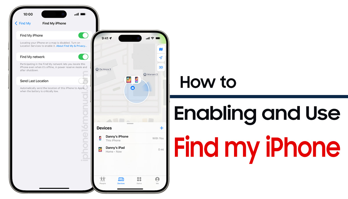 enable find my iphone on iphone 16